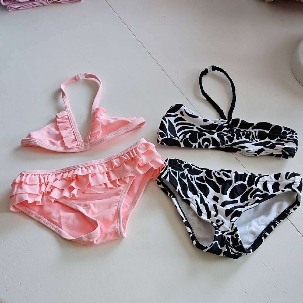 Joe Fresh Kids Swim Bikinis - Pink and Black/White